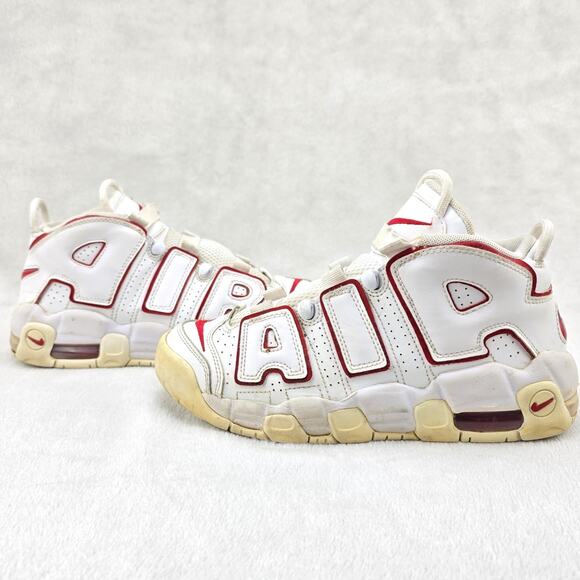 Nike Air ‘More Uptempo’ GS White Varsity Red DJ5988-100 Youth SZ 7Y NEEDS REPAIR - Picture 1 of 12